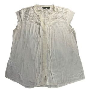 VINTAGE Eddie Bauer Women's White Lace Blouse